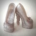 Silver Sparkle Satin Stacked Heel Monster High Shoes for Dolls - Dollicious Customs
