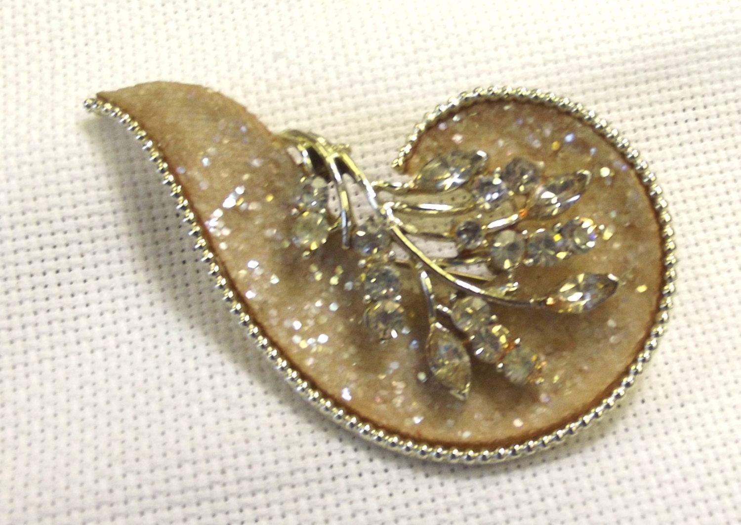 Vintage Jewelry, Coro Brooch, Rhinestones, Glitter, Abstract, Fine Costume Jewelry