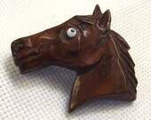 Vintage Brooch, Wood Horse Pin, 1950s, Equestrian, Retro, Costume Jewelry