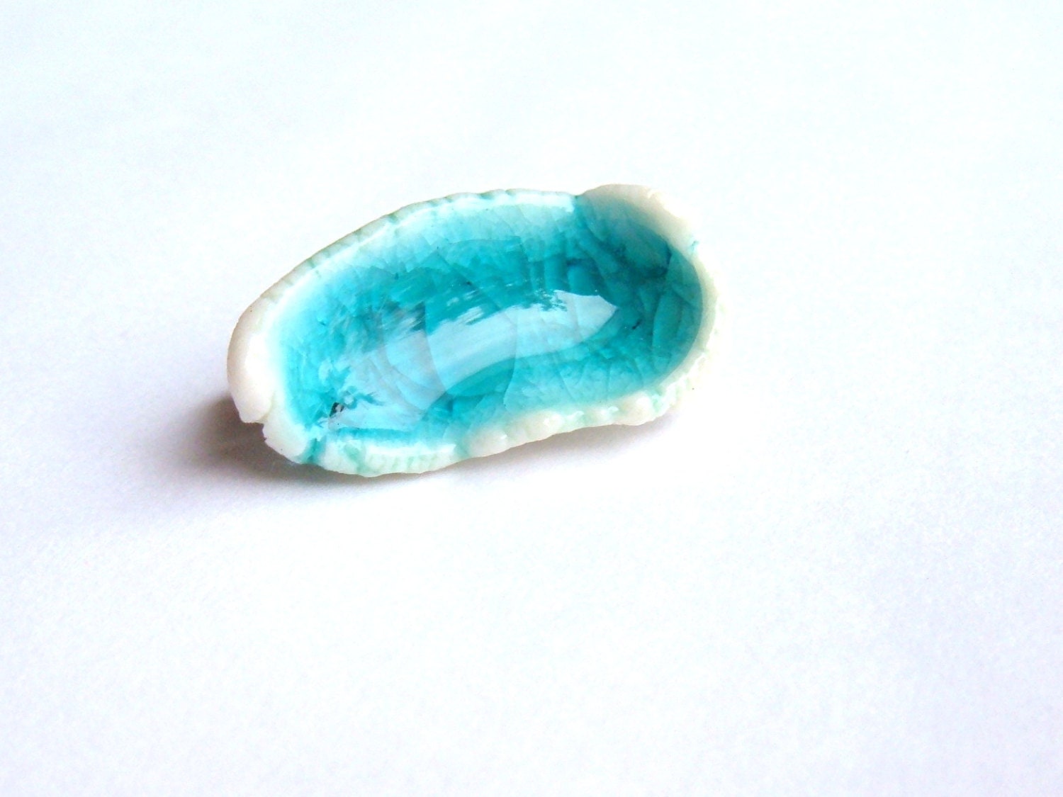 Recycled Glass Brooch, Frost Porcelain, Aqua, Teal, Rustic Jewelry, Pin, Upcycled