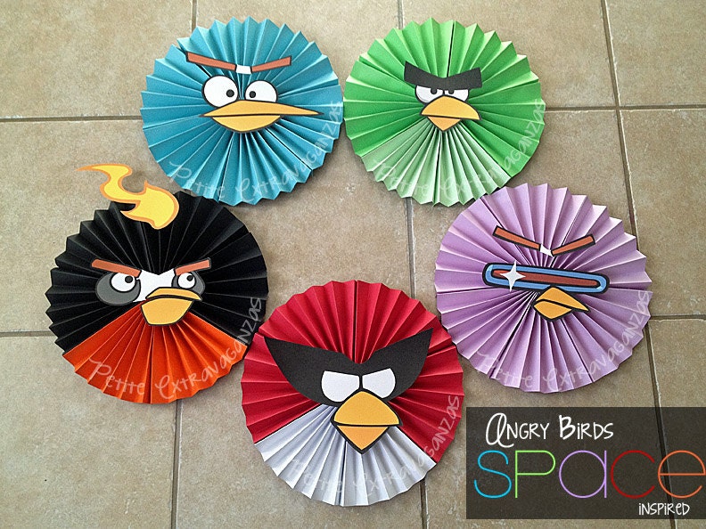 Set of 5 Angry Birds Space- Large Paper Rosettes/ Fans Il_170x135