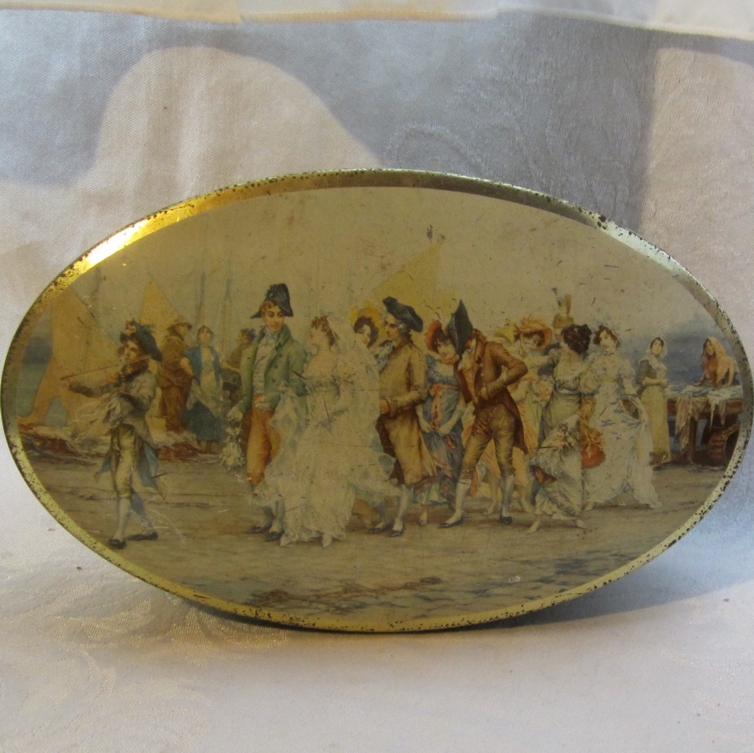 Edwardian Enamel Tin  Holland  Box Marbled Bottom