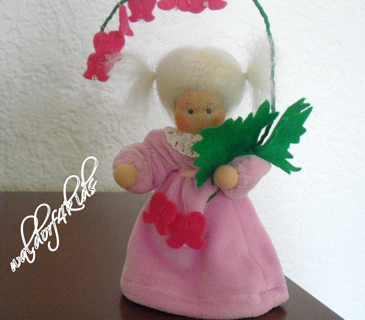 flower doll Bleeding Heart- Venus's car- Lyre Flower- seasonal table- flower doll- spring- flower child