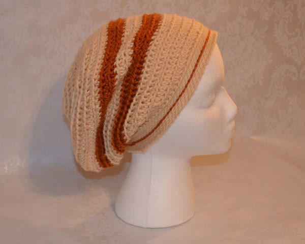 Crocheted Beige Slouch Hat