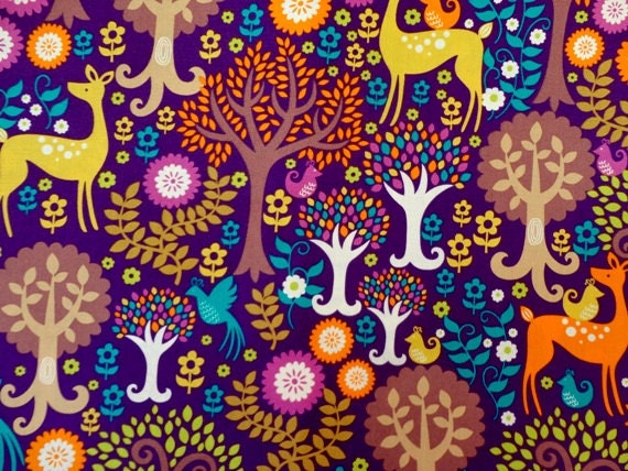 Michael Miller Fabric -  1/2 Metre Fantasy Forest in Purple - Norwegian Woods