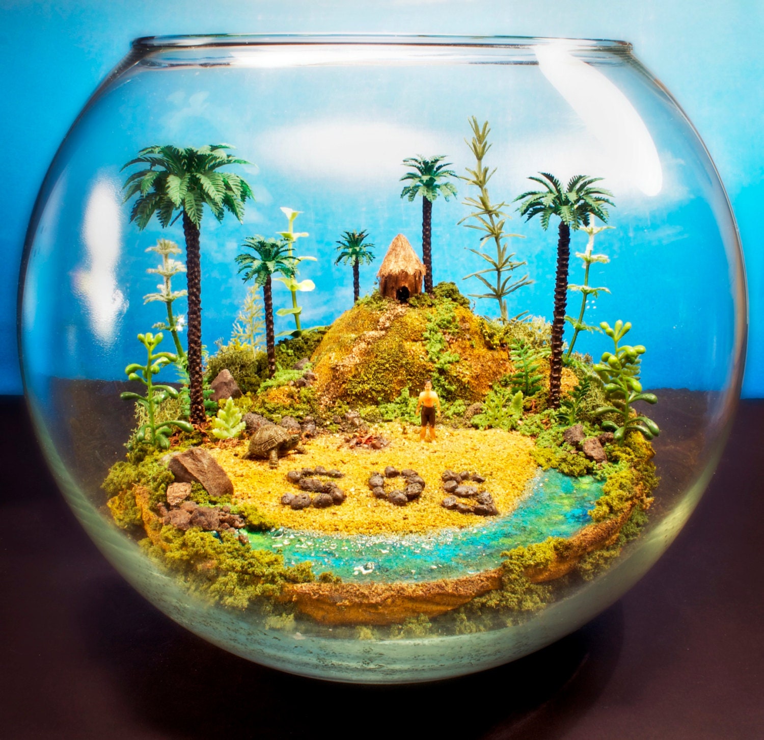 Tropical Island Castaway / The Blue Lagoon - Terrarium / Diorama - Mini Zen Garden