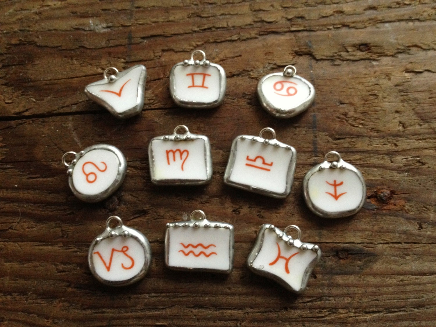 Broken China Jewelry: Zodiac Symbol Charms