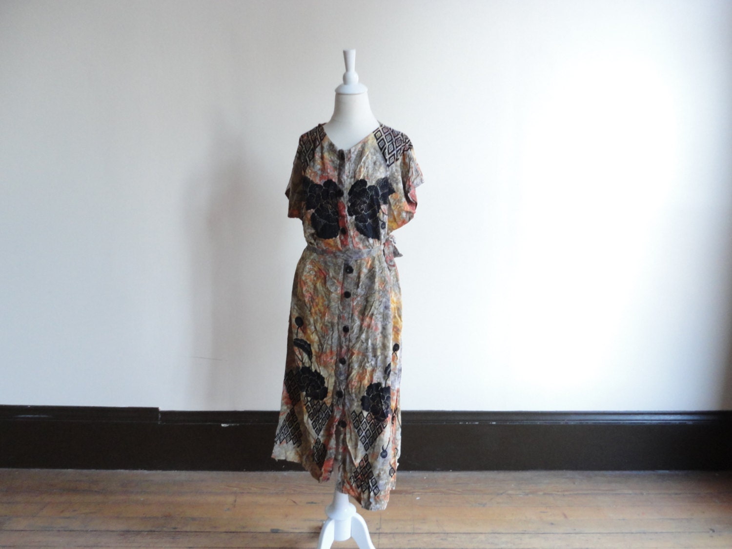 90s dress, grunge dress, ethnic dress, short sleeved dress