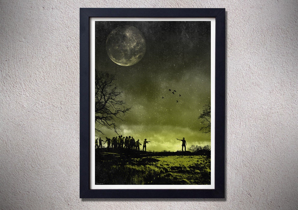 The walking dead digital print zombie art original geek dark gothic poster horror movie alternative