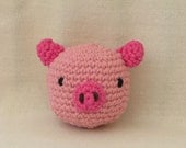 Fun Crochet Pig Rattle, Cotton and Wool, Natural, Soft Bell Sound, Baby Gift,Unisex