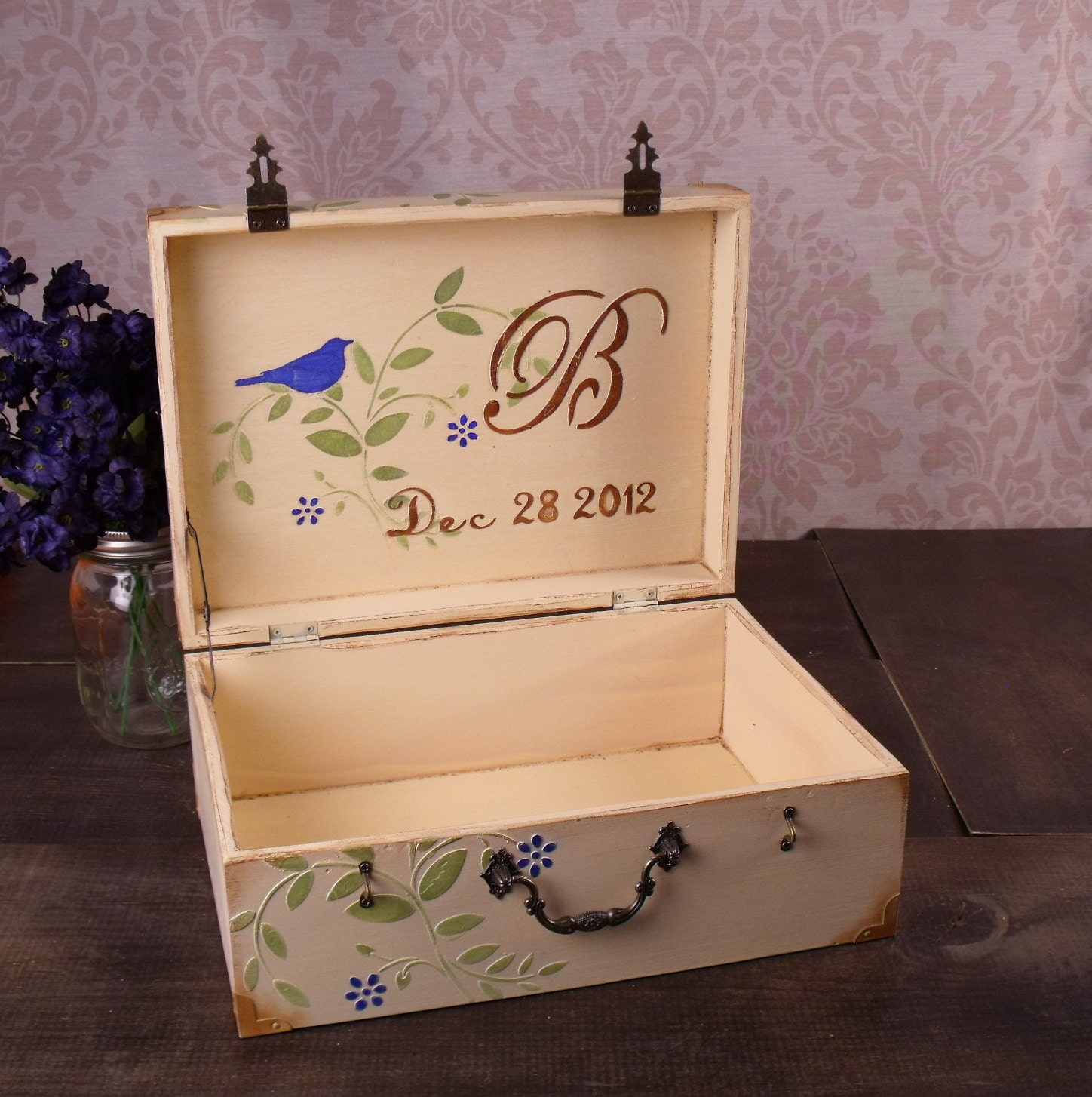 Wedding Love Letter Box Royal Blue Birds by