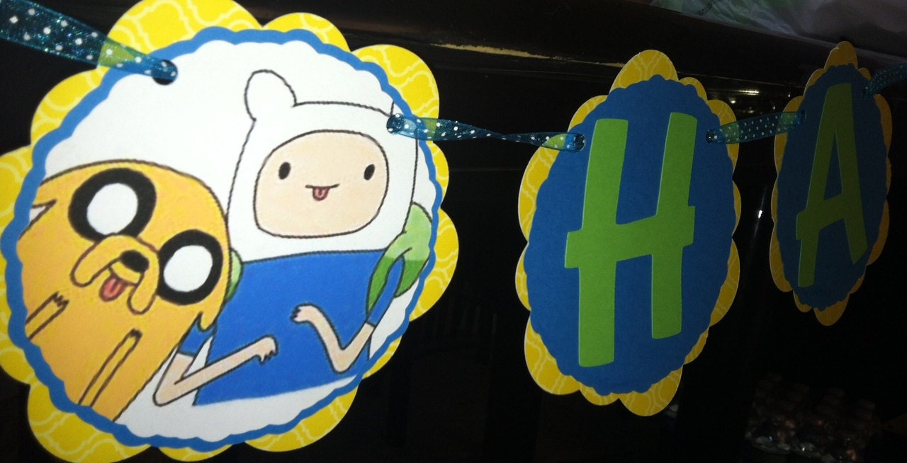 Hand-made Adventure Time Birthday Banner