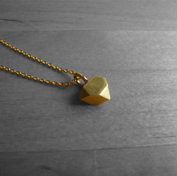 Brass Diamond Shaped Geometric Necklace