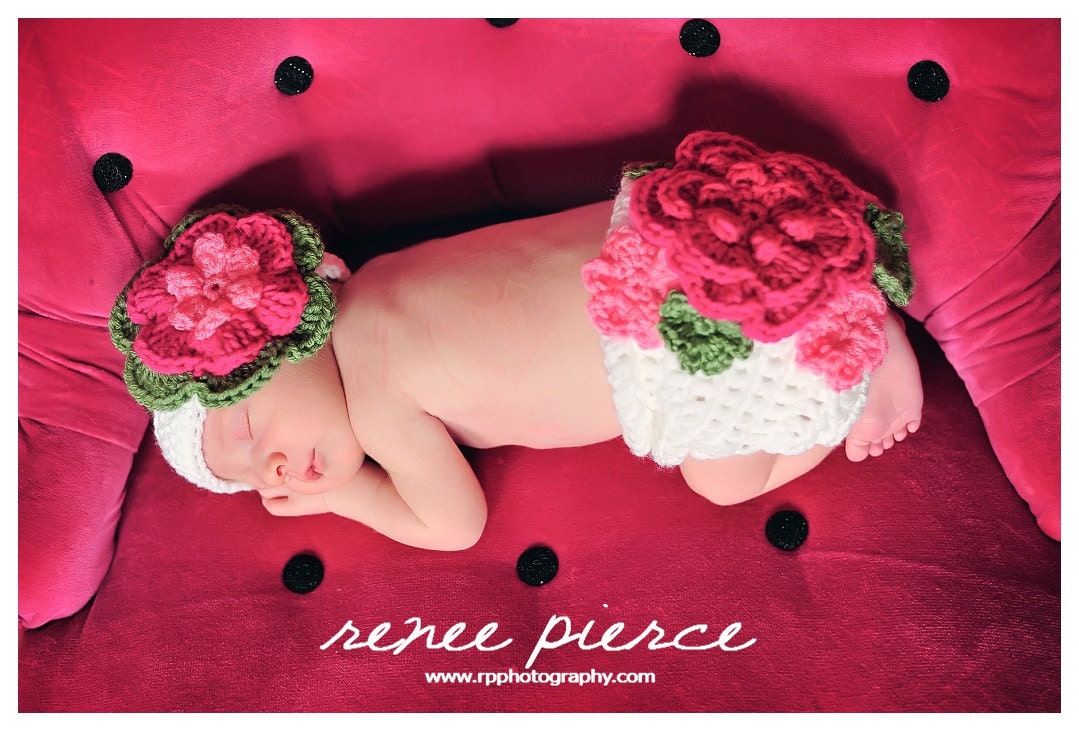 Chloe Flower Diaper Cover and Headband set
