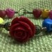 Dia De Los Muertos- Colorful Magnesite Skulls on Copper Wire, Red Rose, Hook Closure