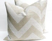 Burlap Pillows Throw Pillow Covers Chevron Pillow TWO 16x16  Missoni Pillow Cover HouseWares Printed Fabric both sides