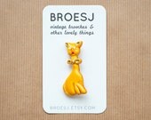 Yellow Cat Brooch Pin Plastic