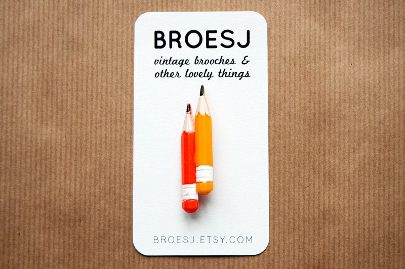 Pencil Brooch Orange