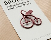 Vintage Bicycle Brooch Pastel Pink Metal