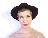 SALE// Eggplant Wool Fedora with Bow by Michele