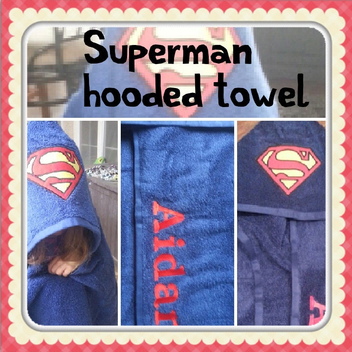Superhero Superman  Supergirl Hooded Personalized Towel