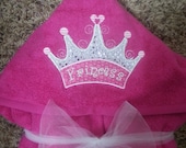 Personalized Princess Crown Hooded Bath Towel....A great Birthday gift...for the pool,Bath,or the Beach