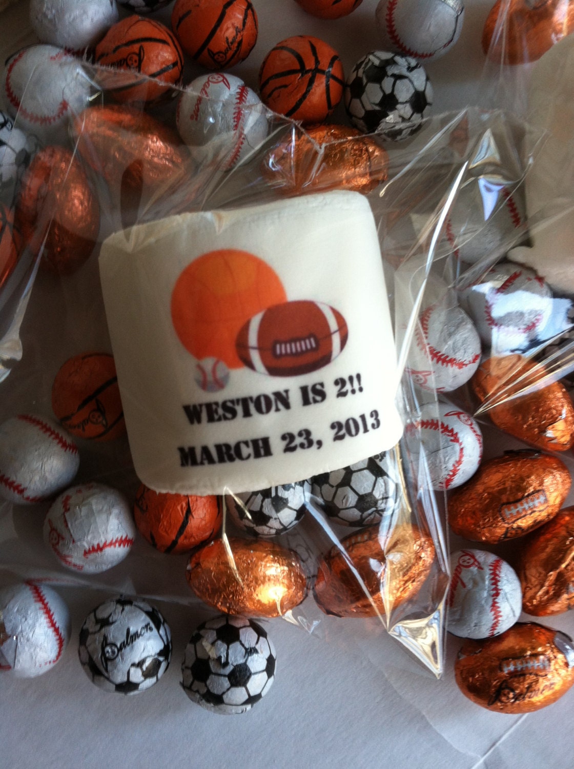 Items similar to Personalized edible party favor marshmallow candy boys