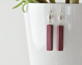 Column Shape Dangle Earrings - Purple Heart