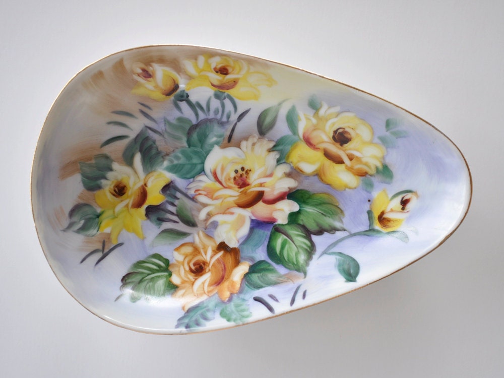 Hand Painted Flowered Ceramic Bowl UCAGCO Japan