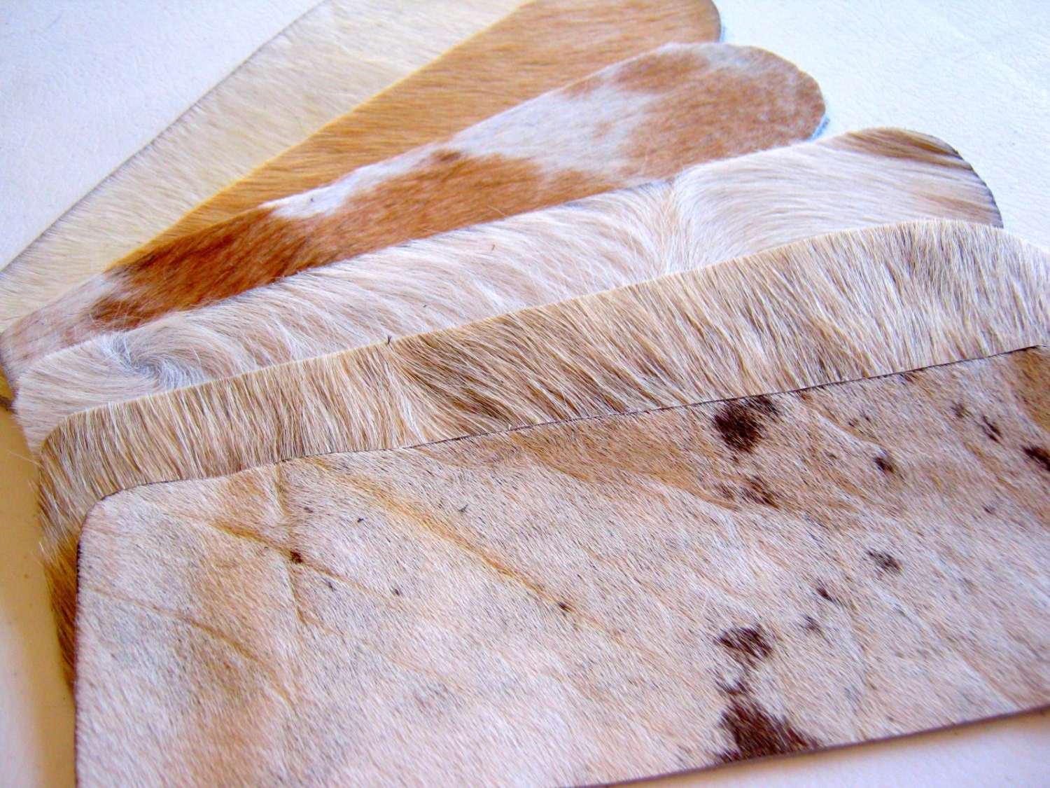 cuff bracelet blanks - hair on hide mixed light colors - set of six