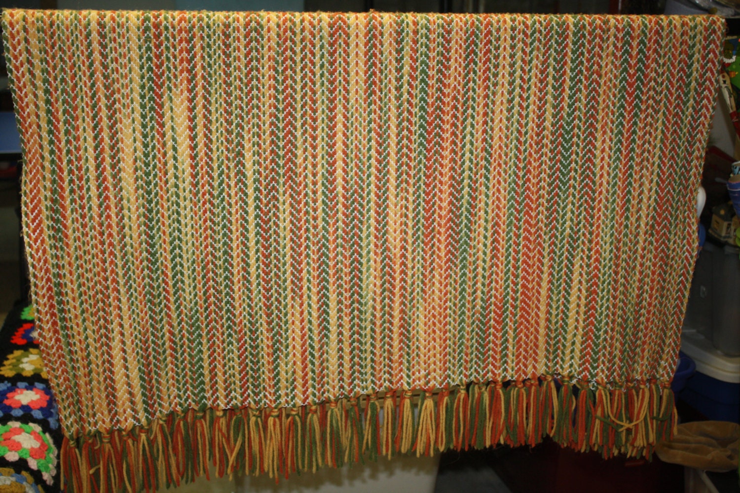 Retro blanket or rug in chevron pattern