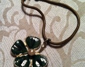 Vintage Green Enamel Clover Shamrock Bracelet