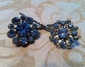 Vintage 40-50's Bridal Blue Rhinestone Bobby Pins