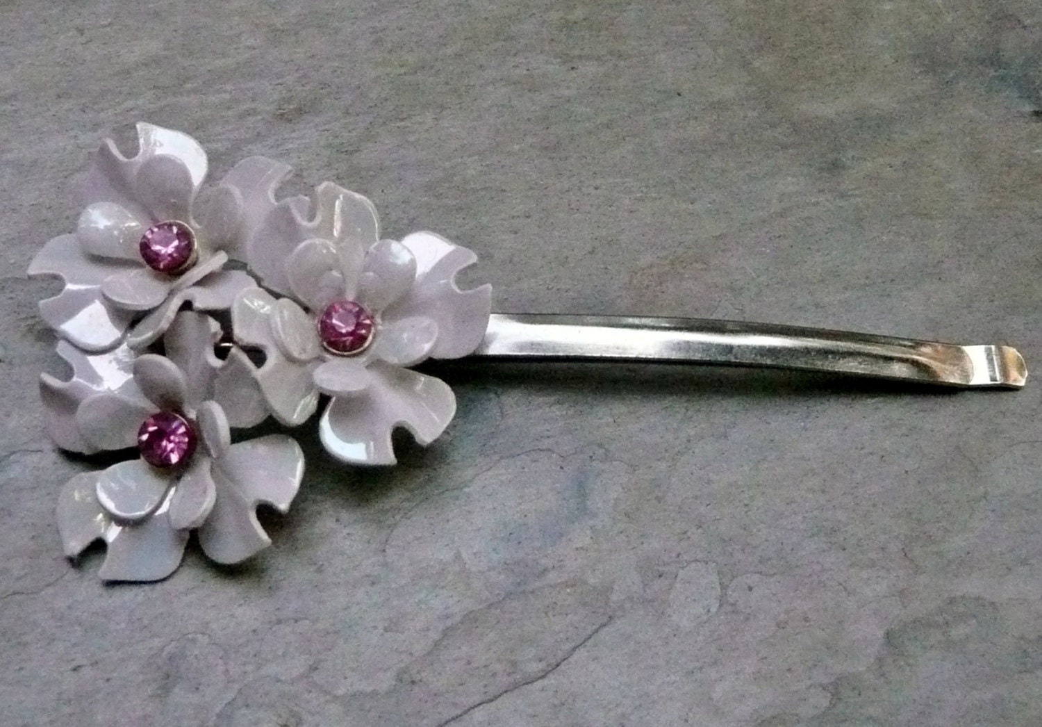 Unique Vintage Spring Pink Flower Bobby Pin