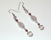 Red-Violet Color Bead Swirl Dangle Earrings