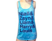 One Direction Singlet - Niall, Zayn, Liam, Harry, & Louis Tank Top - All Sizes Available - Item 010