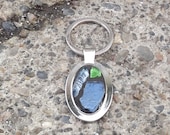 Blue Green Mosaic Tumbled Glass Keychain