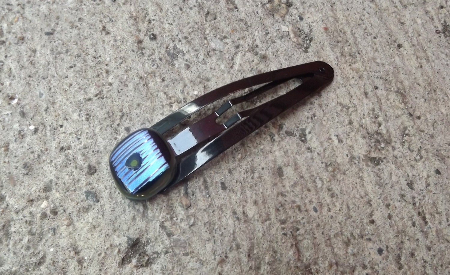 Purple Blue Fused Glass Barrette