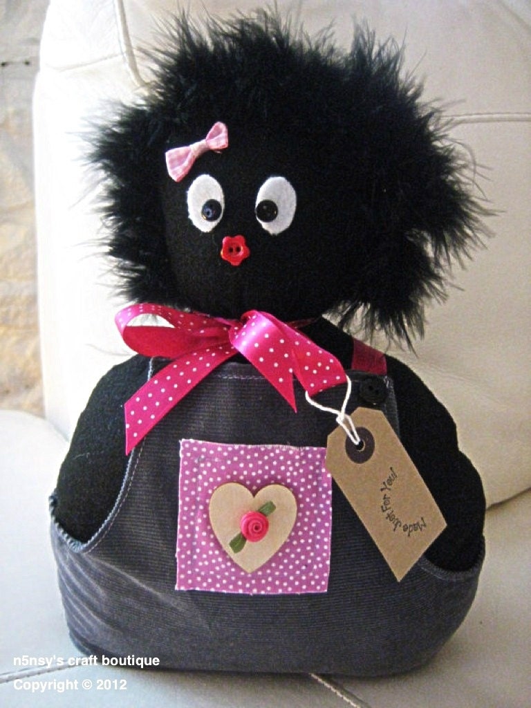 Handmade Cute Fabric Golly Girl Doorstop