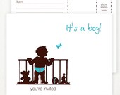 Printable Baby Shower Invitation for boy, DIY Birthday Invitation Postcards, Printable Invitation card for celebration or party
