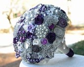 Purple Brooch Wedding Bouquet. Deposit on made to order Heirloom bouquet