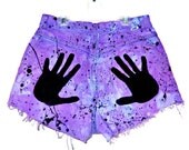 Hands On Marbled Splattered Lilac Grunge High Waisted Shorts