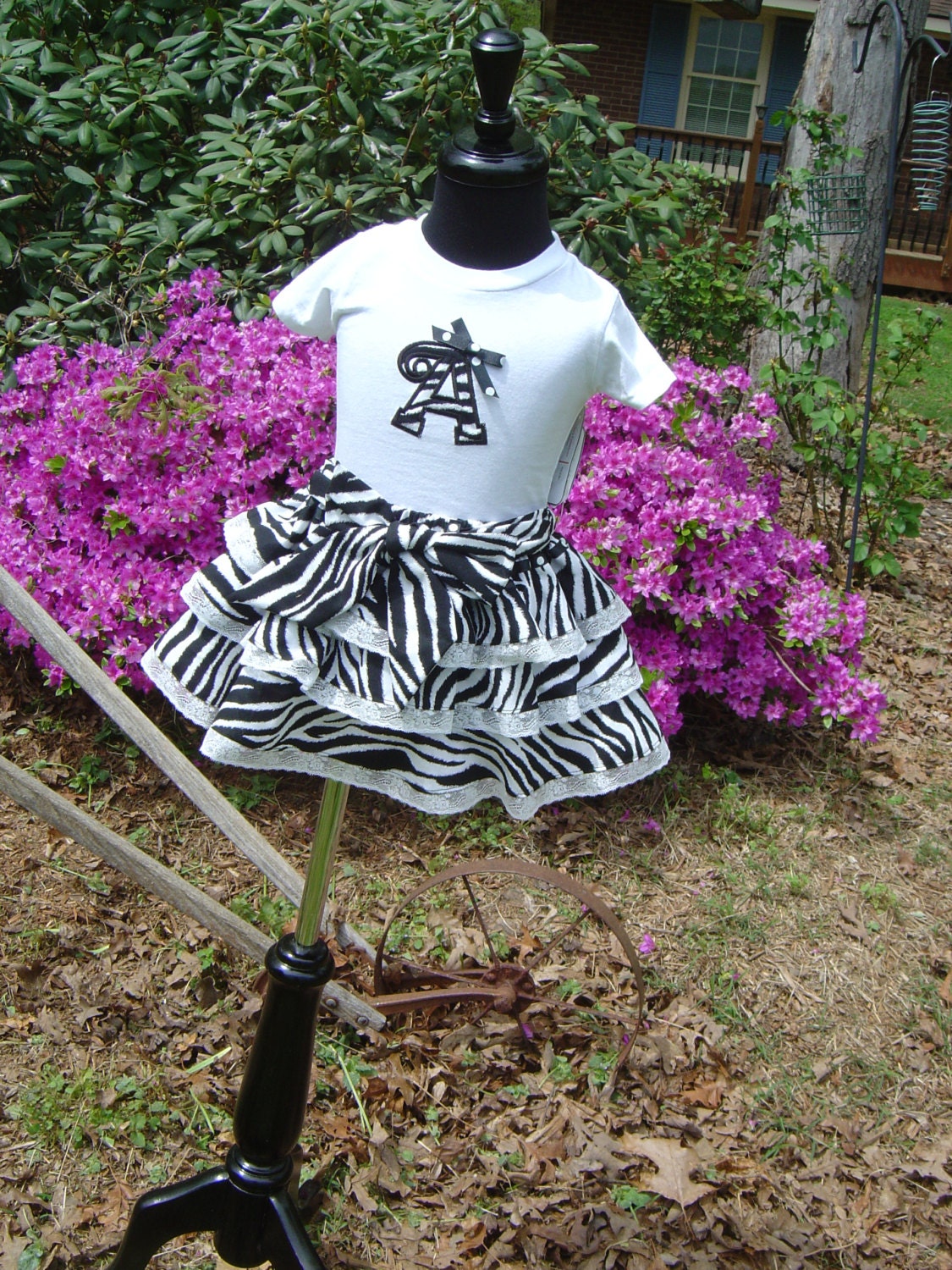 Flounced Zebra Skirt, with a Bow Sash in the Front