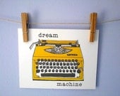 Dream Machine Postcard, writer card, typewriter post card, zinester