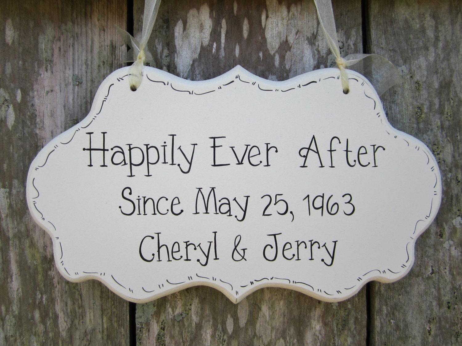 Wedding Sign, Hand Painted Wooden Personalized Wedding/ Anniversary Sign,  "Happily Ever After Since..."