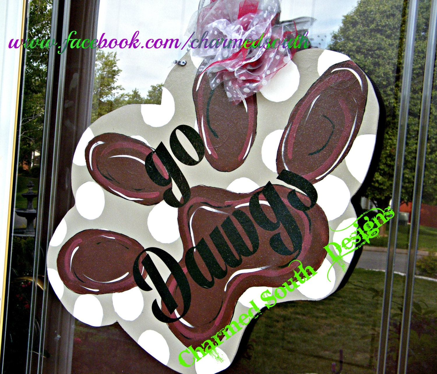 Mississippi State Bulldog Wood Door Hanger Paw, football decor, tailgating decor