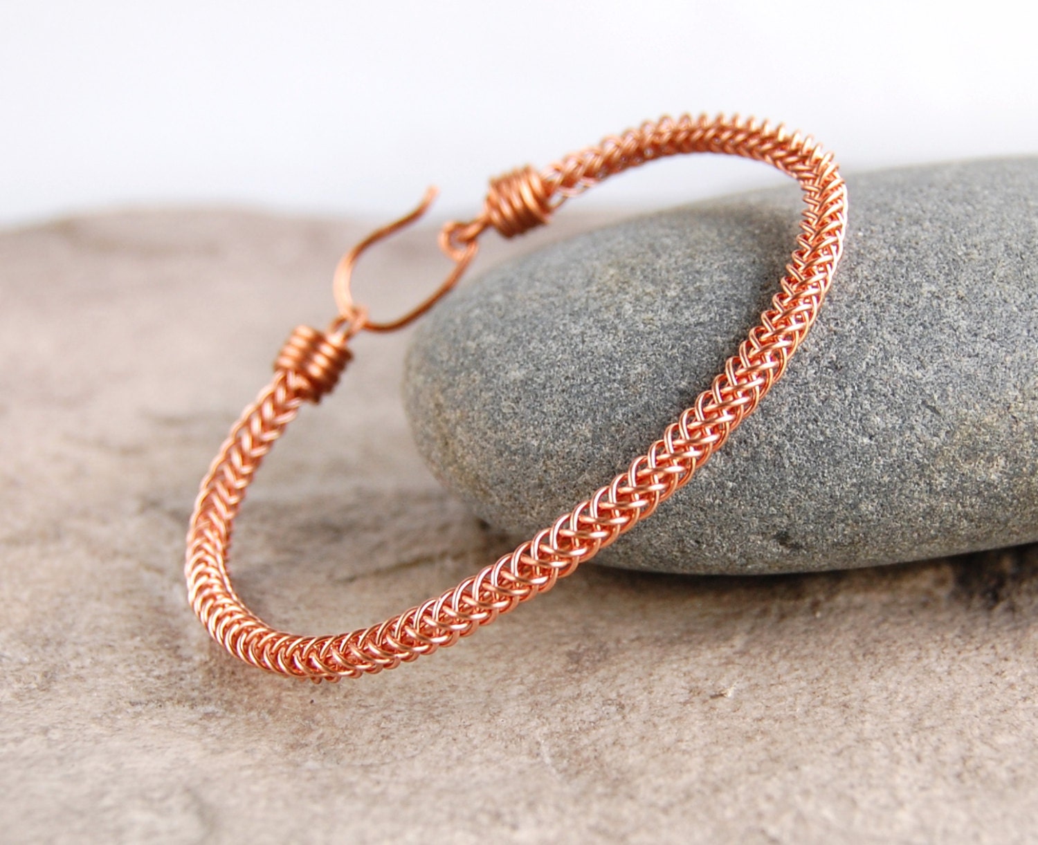 Braided Copper Bracelet - Wire Wrapped Metal Bangle Bracelet