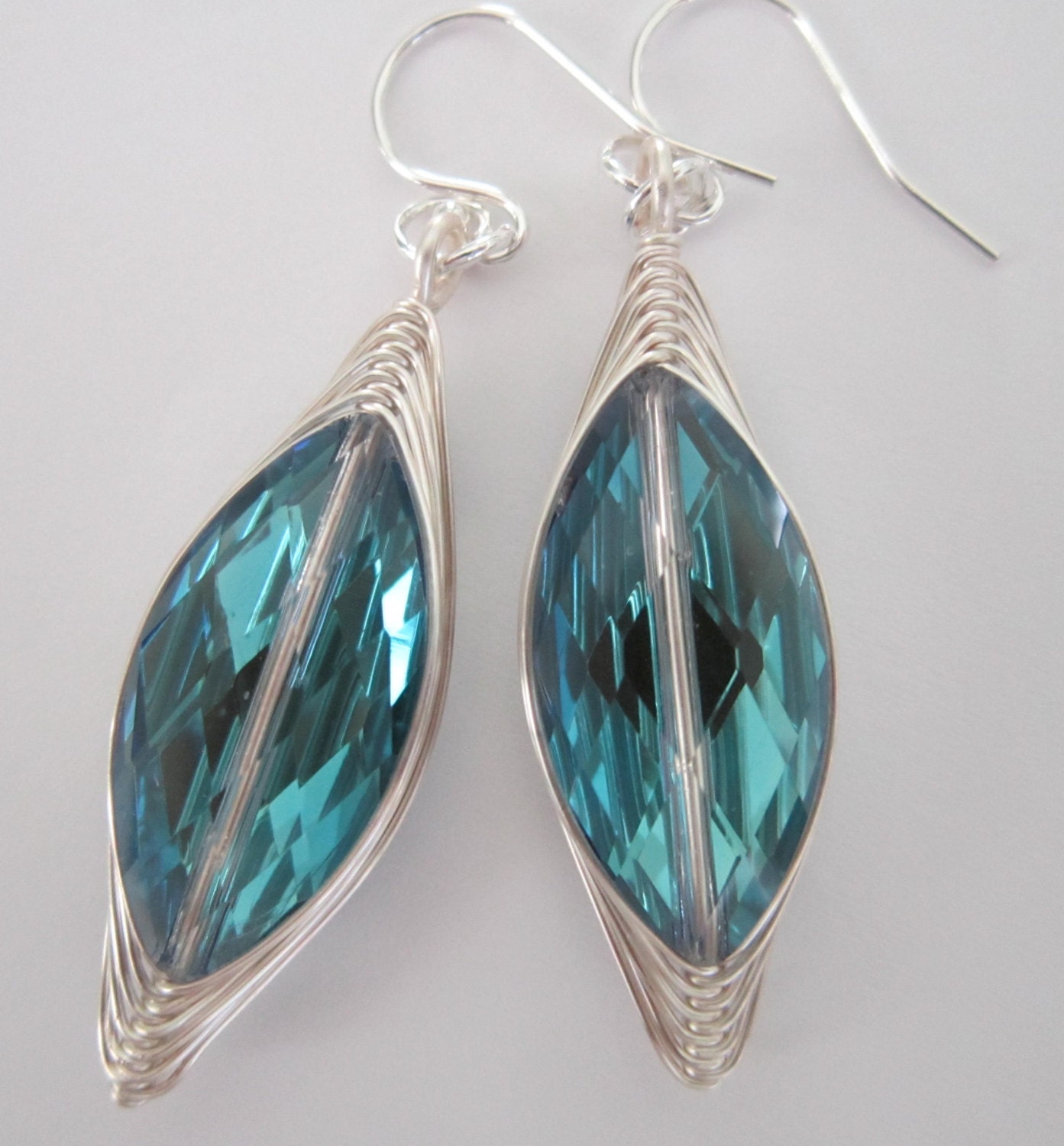 Bermuda Blue Designer Glass Earrings - Weddings, Formal, Dressy, Unique