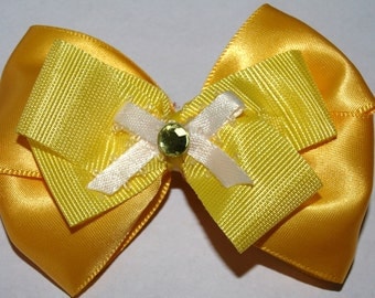 Yellow stacked hair bow- bright spring accessory- barrette for summer