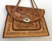Mexican Tooled Leather Purse // Large Tooled Leather Purse //